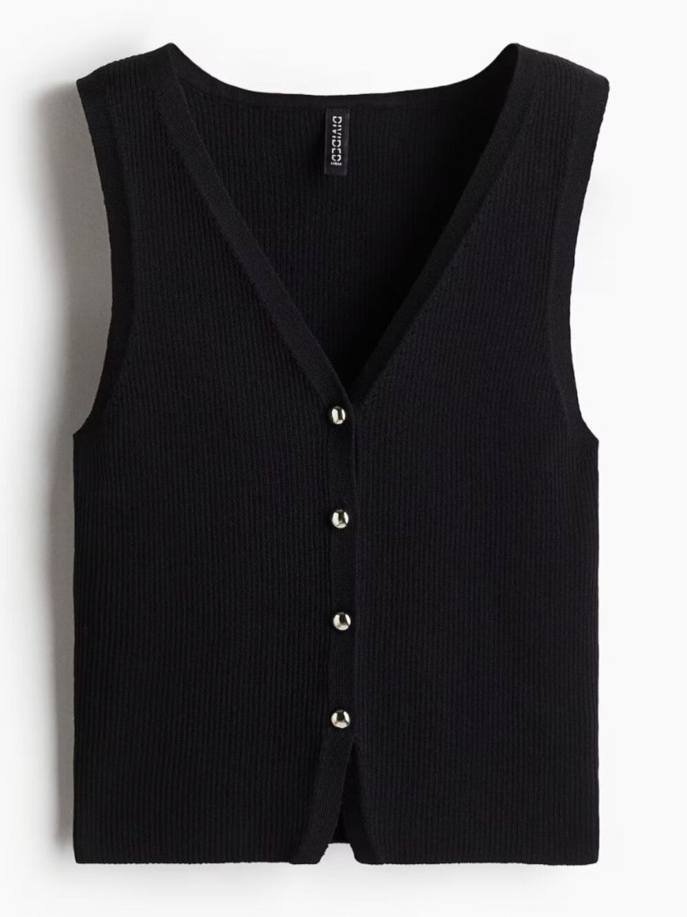 NWT H&M Ribbed Sleeveless Button Cardigan Vest Sweater, Black